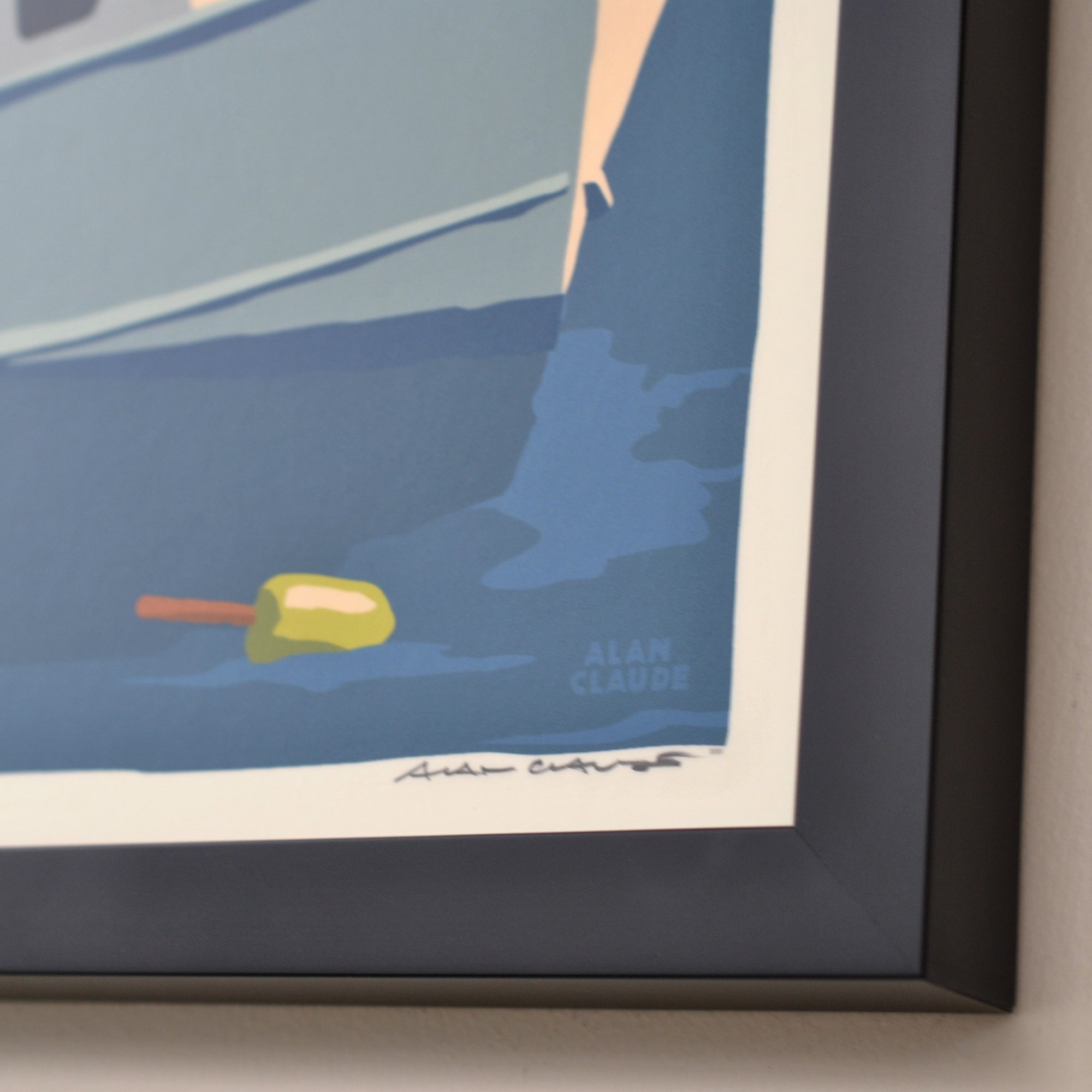 Lobstering at the Nubble Art Print 18" x 24" Framed Wall Poster By Alan Claude - Maine