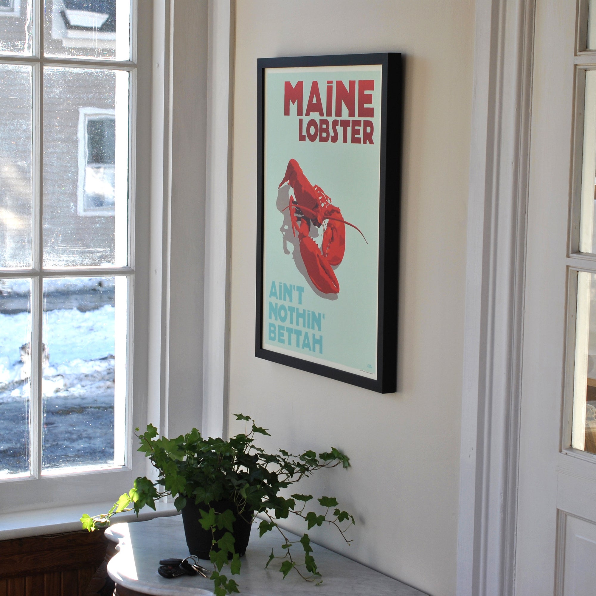 Maine Lobster Art Print 18" x 24" Framed Travel Poster By Alan Claude - Maine