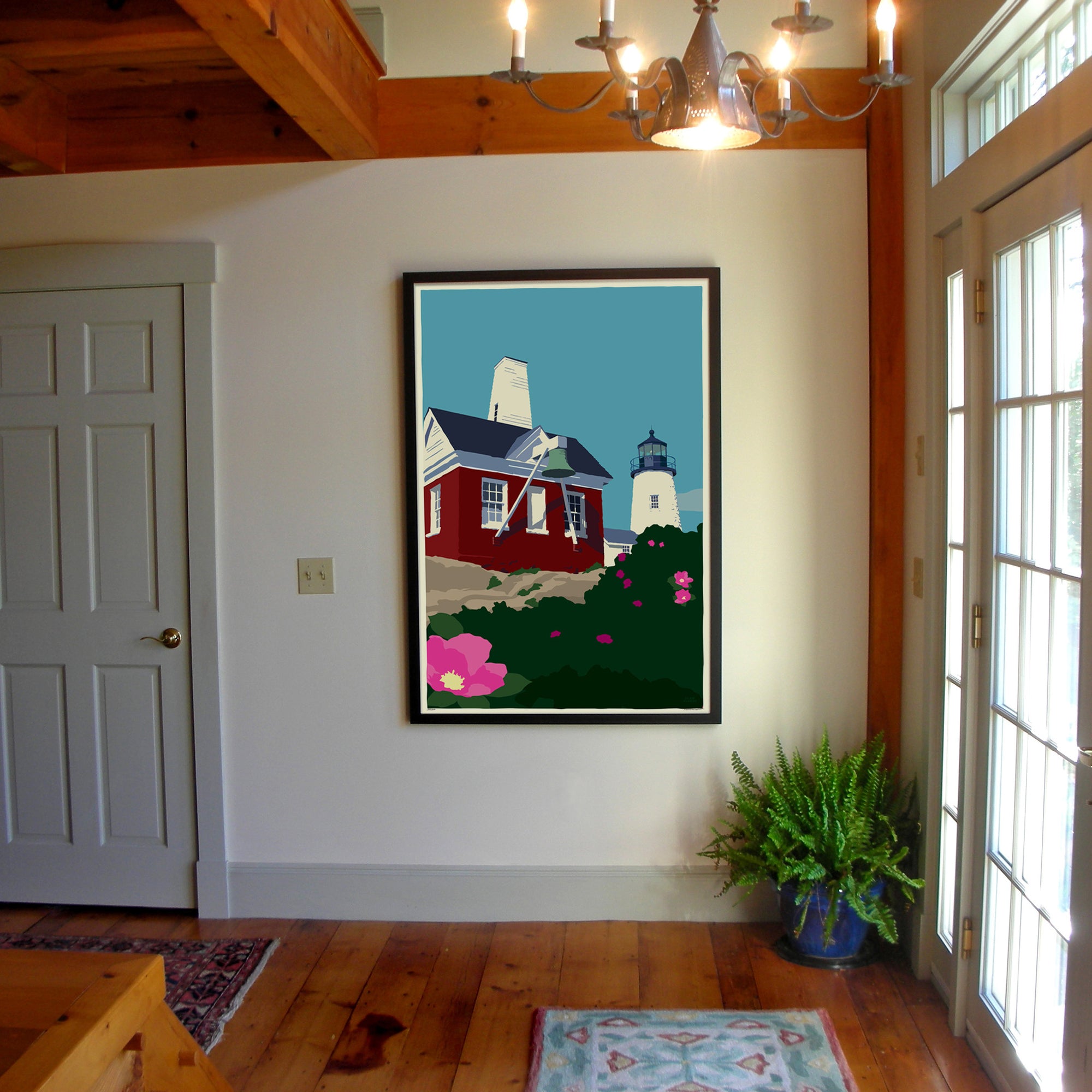 Pemaquid Point Light Bell Art Print 36" x 53" Framed Wall Poster By Alan Claude - Maine