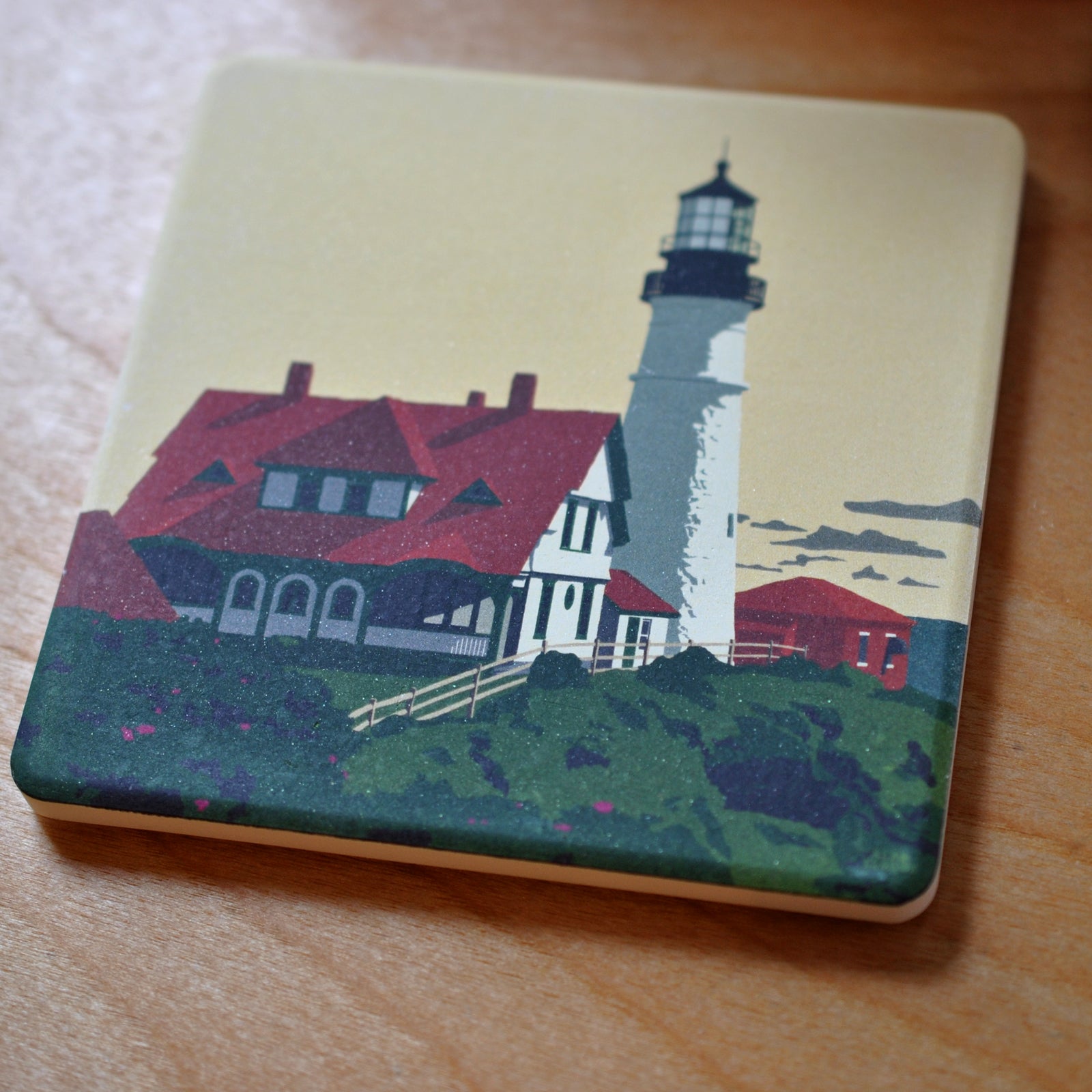 Portland Head Light Art Drink Coaster - Maine