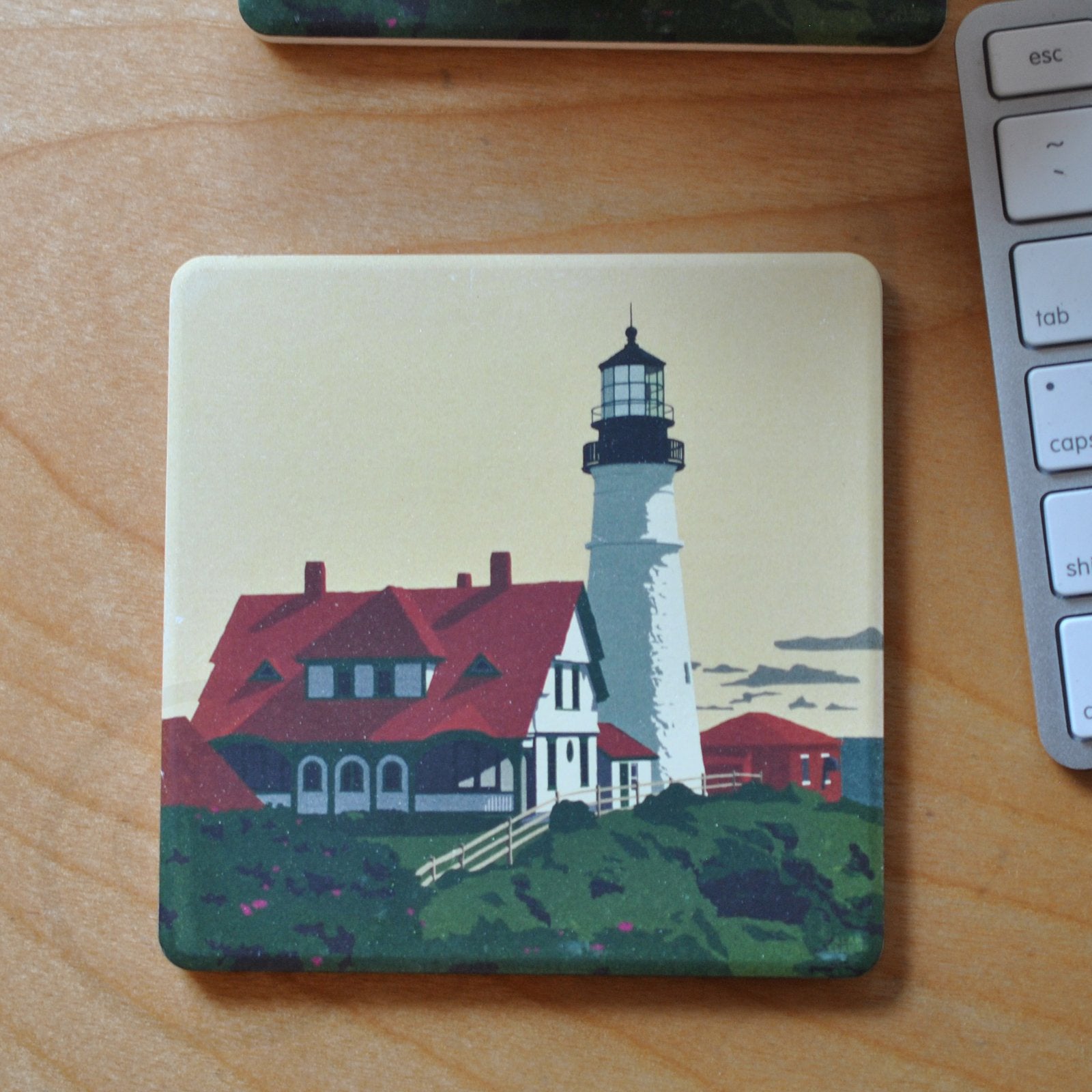 Portland Head Light Art Drink Coaster - Maine