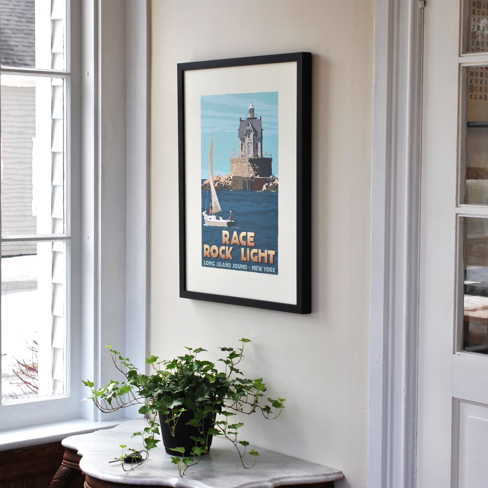 Race Rock Light Art Print 18" x 24" Framed Travel Poster By Alan Claude - New York