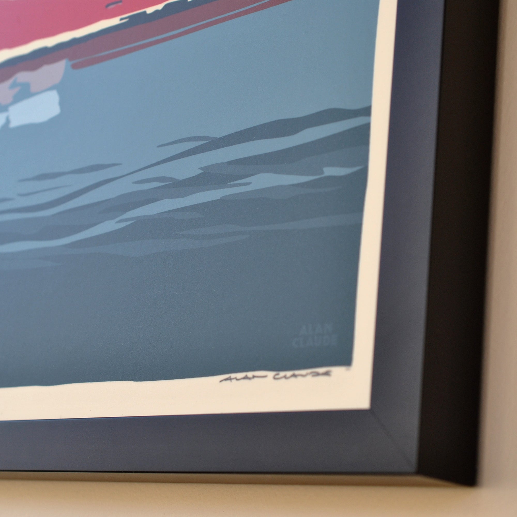 Red Lobster Boat Art Print 18" x 24" Framed Wall Poster By Alan Claude - New Hampshire