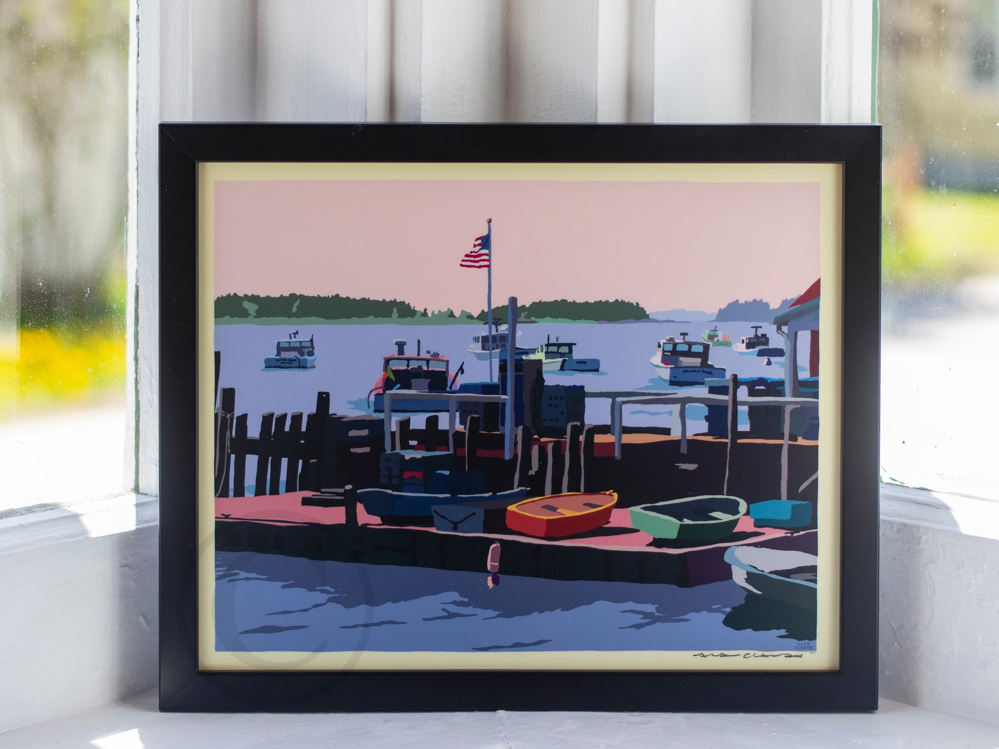 Spruce Head Island Art Print 8" x 10" Horizontal Framed Wall Poster By Alan Claude - Maine