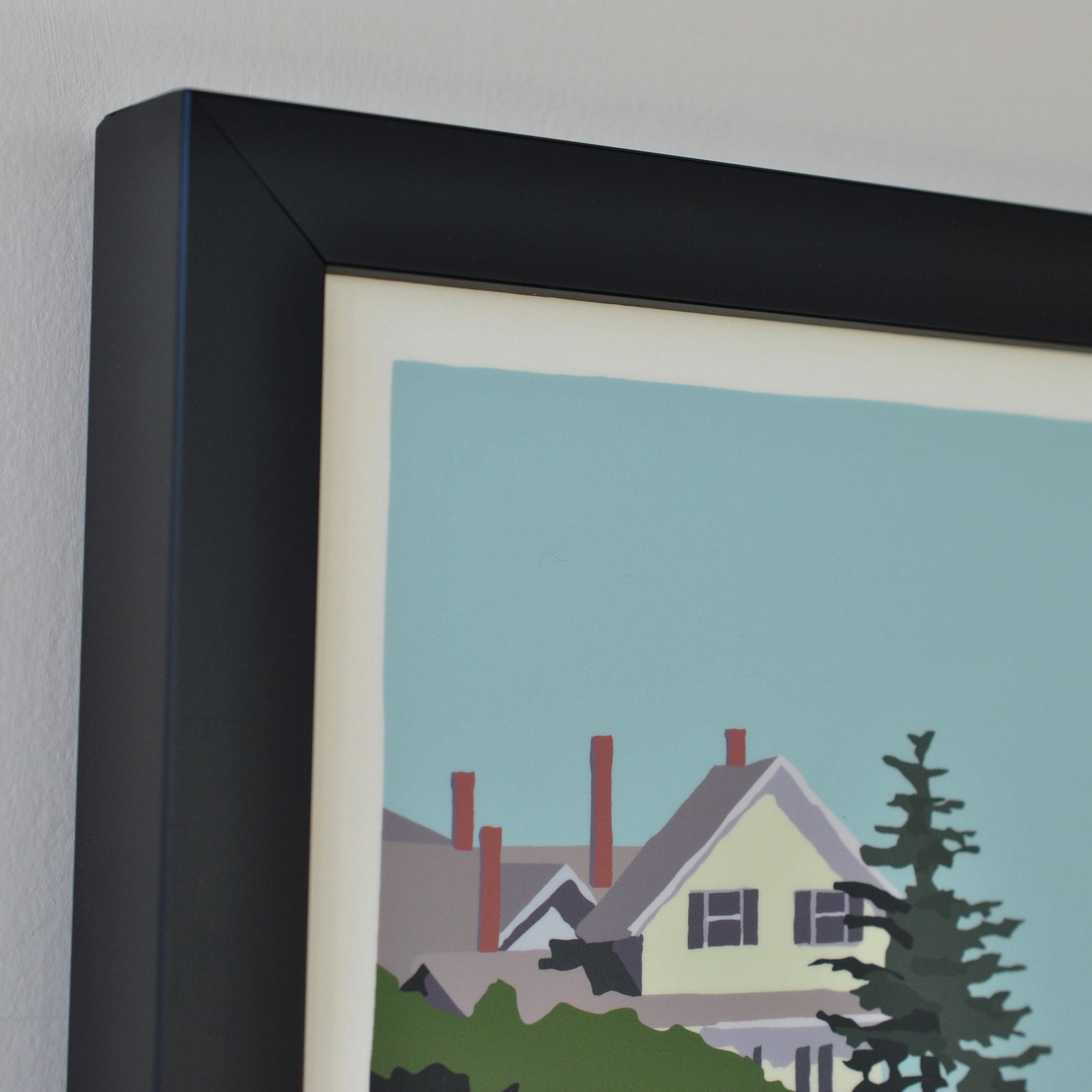 Sailing Long Cove Art Print 18" x 24" Framed Wall Poster By Alan Claude - Maine