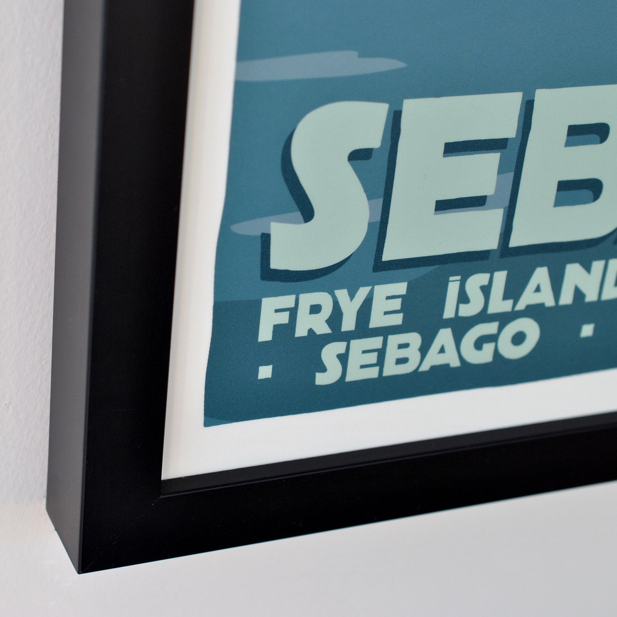 Sebago Lake Swimmers Art Print 18" x 24" Vertical Framed Travel Poster By Alan Claude - Maine