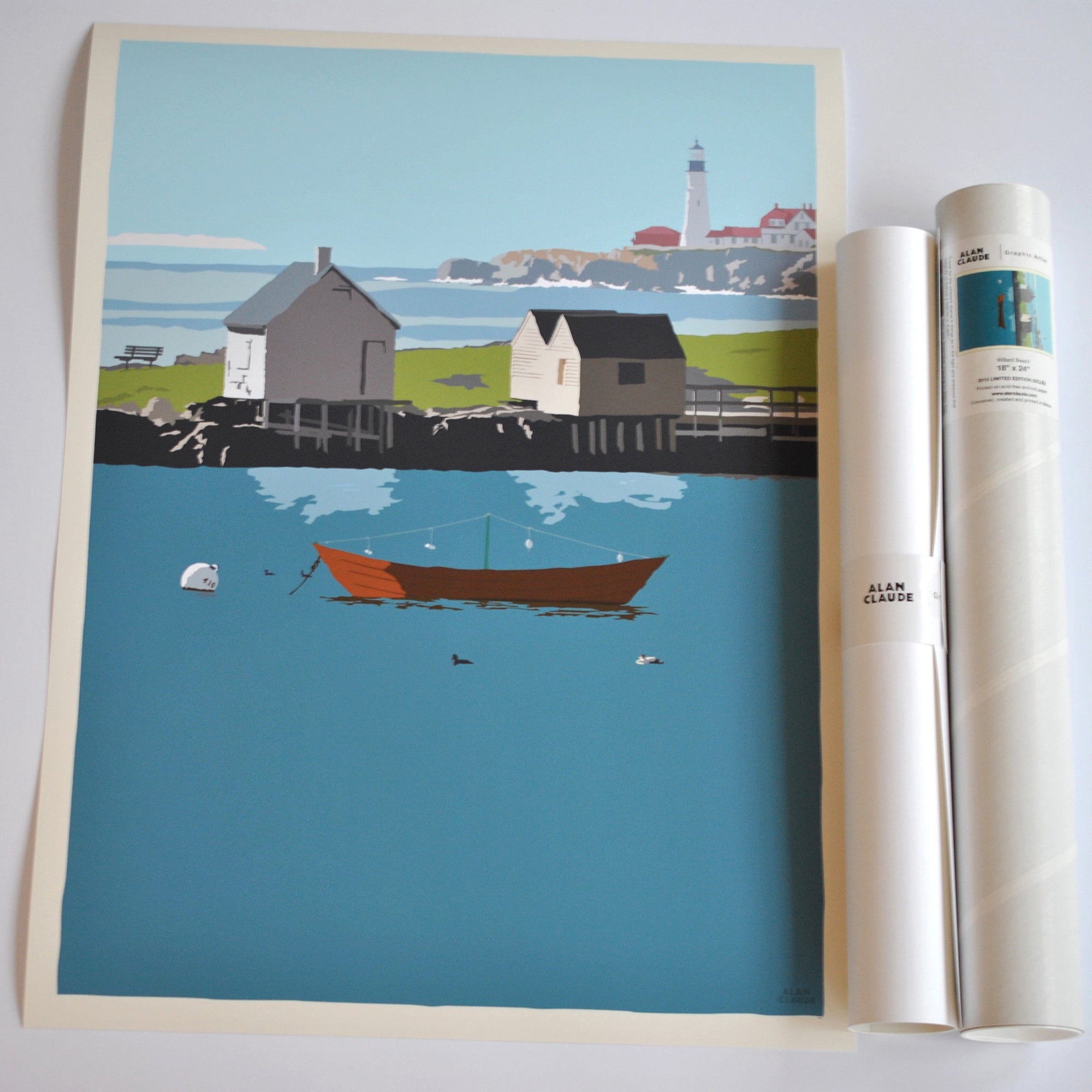 Willard Beach Art Print 18" x 24" Wall Poster By Alan Claude - Maine