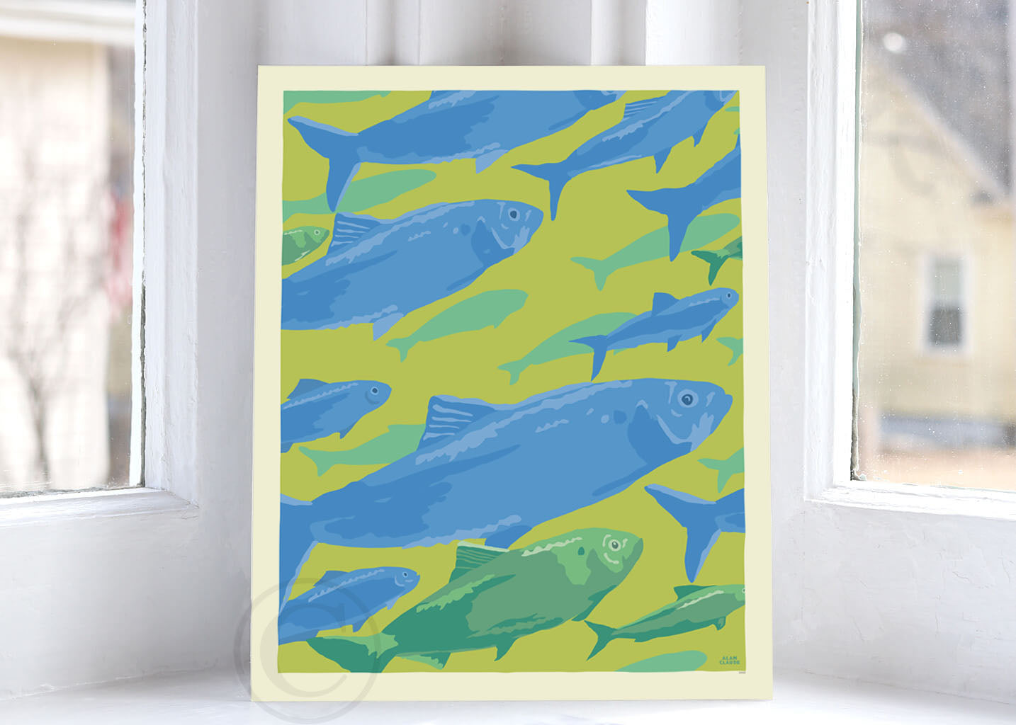 Alewives On The Move Art Print 8" x 10" Wall Poster By Alan Claude - Maine