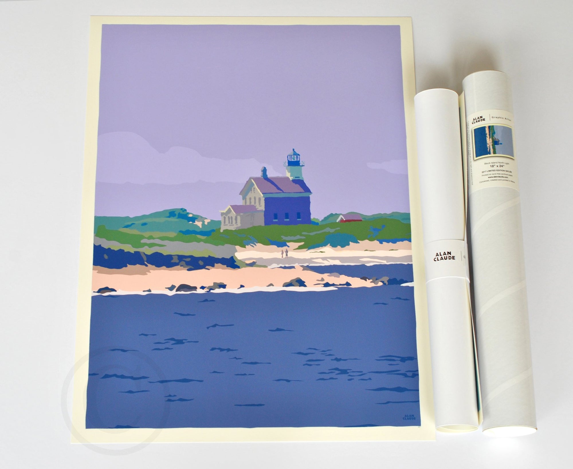 Block Island North Light Art Print 18" x 24" Wall Poster By Alan Claude - Rhode Island