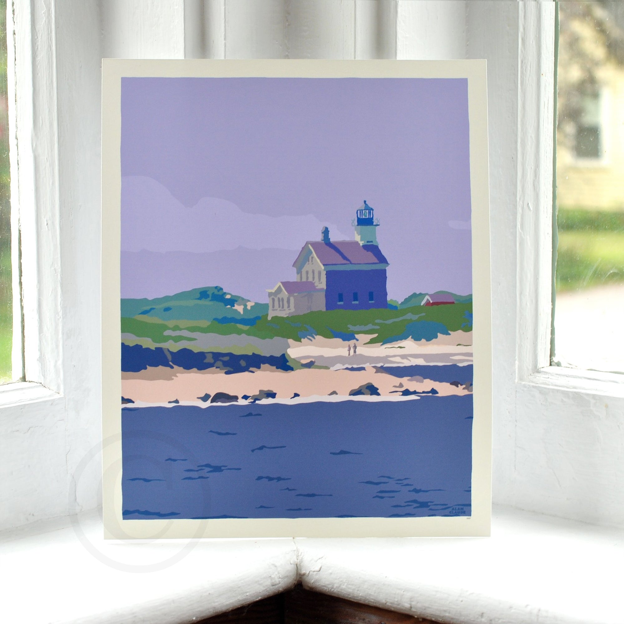 Block Island North Light Art Print 8" x 10" Wall Poster By Alan Claude - Rhode Island