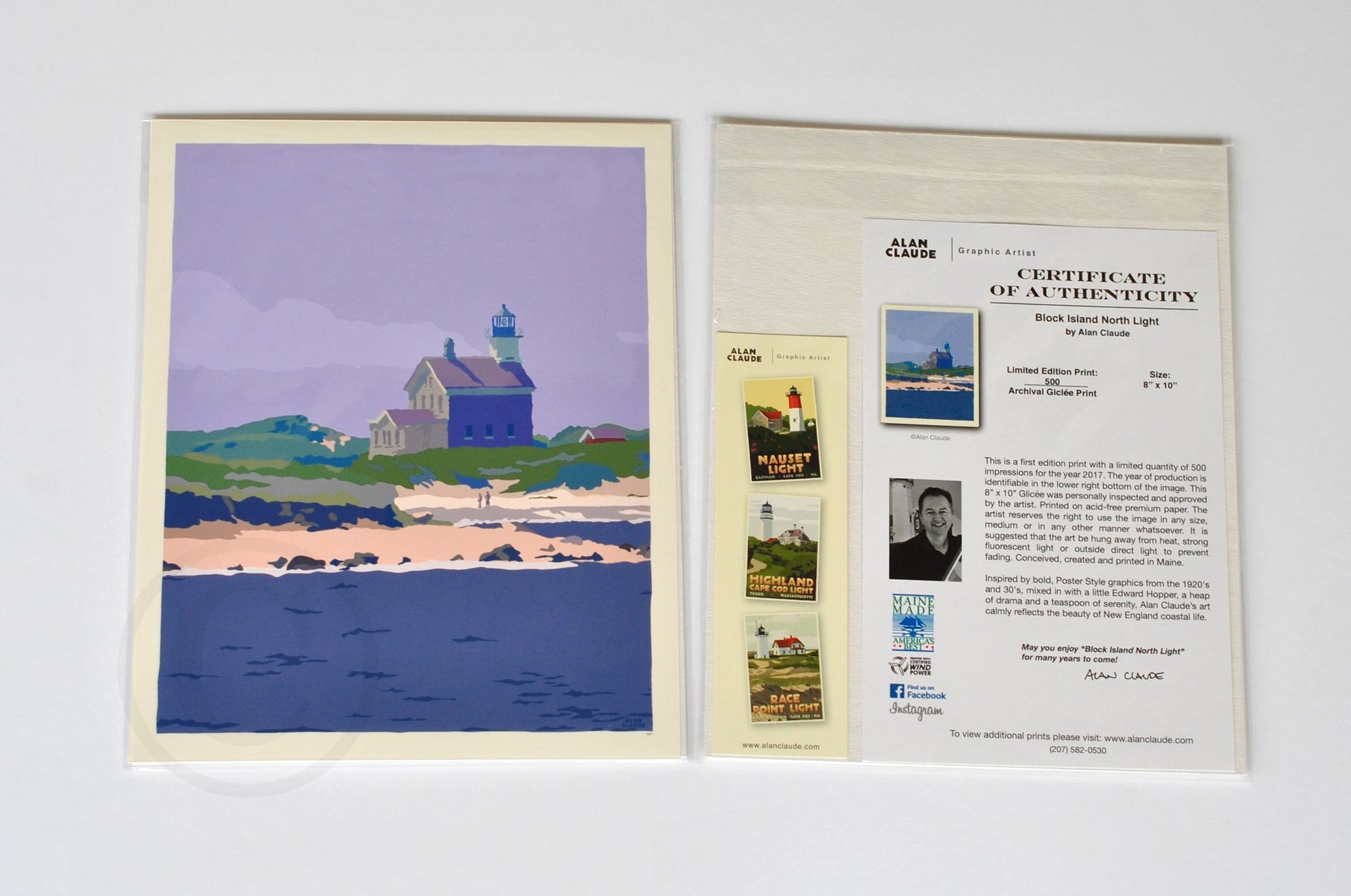 Block Island North Light Art Print 8" x 10" Wall Poster By Alan Claude - Rhode Island