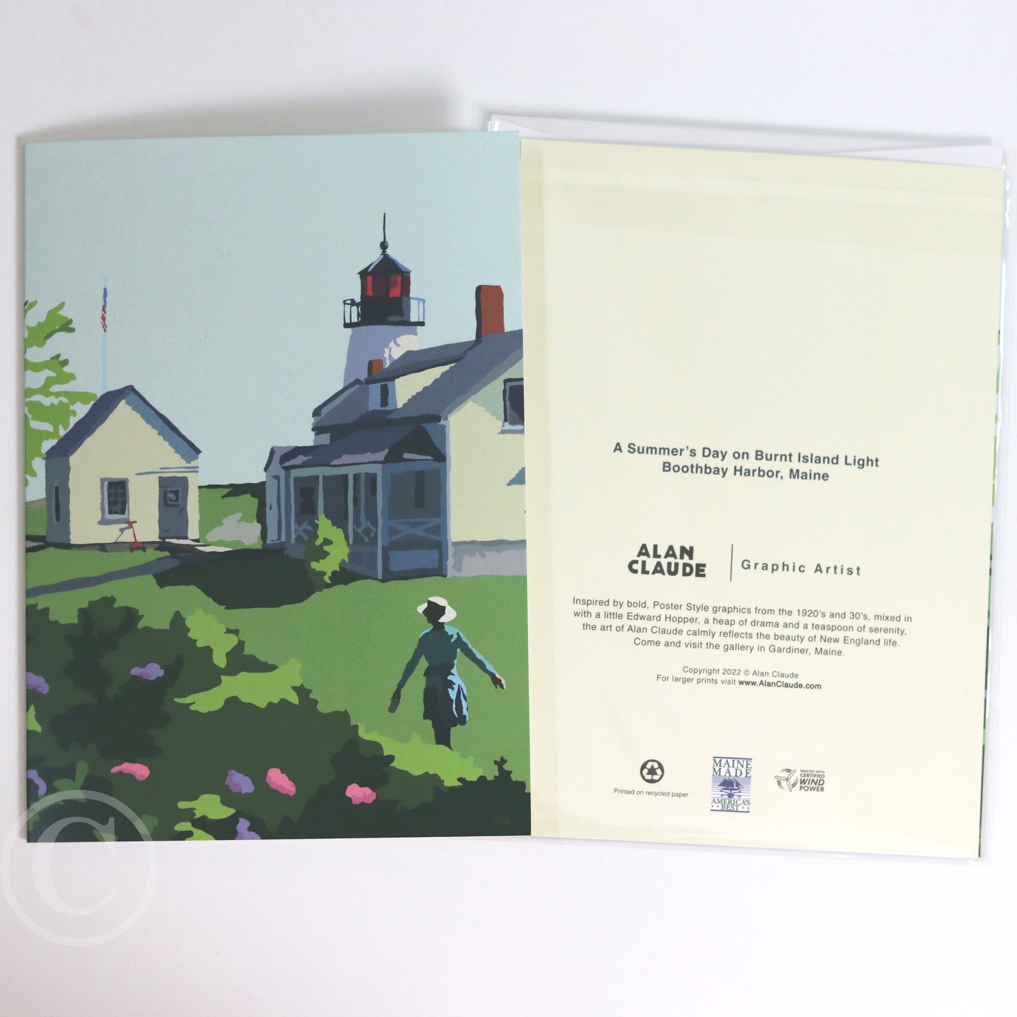A Summer's Day on Burnt Island Light 5" x 7" Notecard - Maine