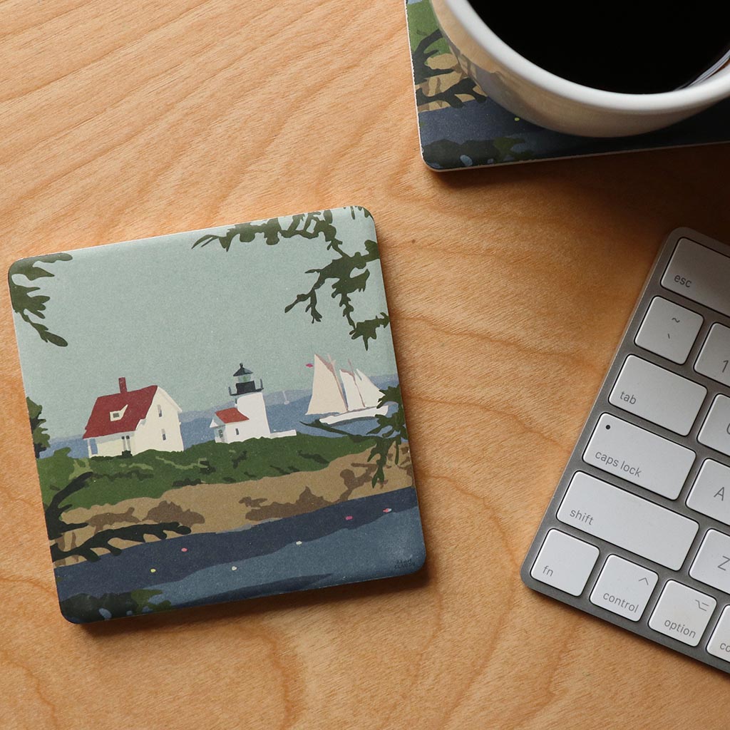 Camden Lighthouse Art Drink Coaster - Maine