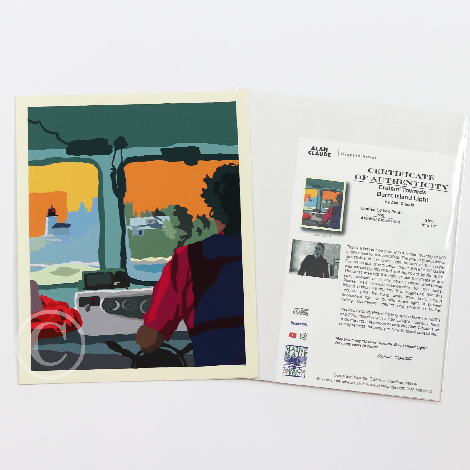 Cruisin' Towards the Light Art Print 8" x 10" Wall Poster By Alan Claude - Maine
