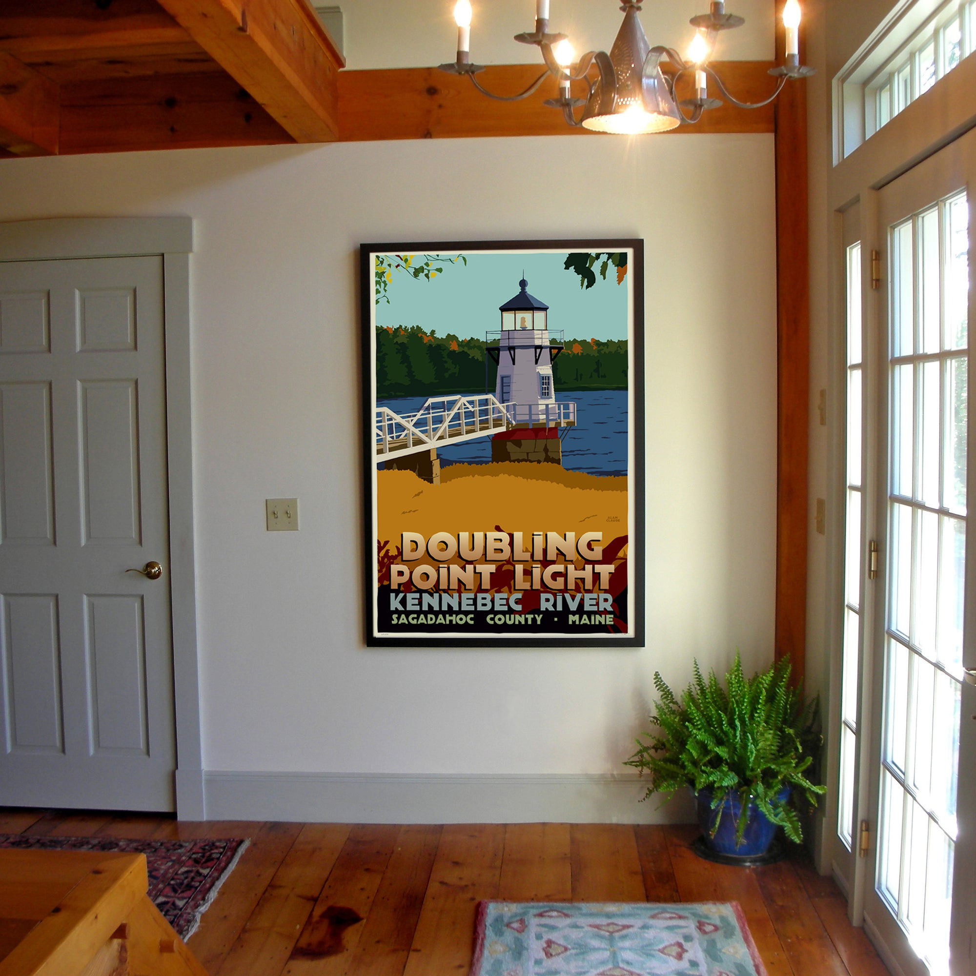 Doubling Point Light Art Print 36" x 53" Framed Travel Poster By Alan Claude - Maine