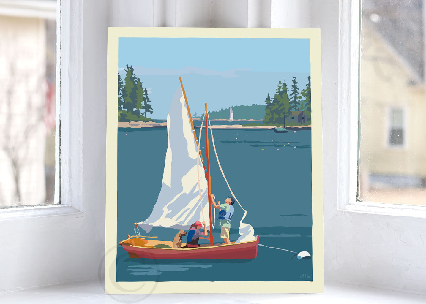 Hoist The Sail Art Print 8" x 10" Wall Poster By Alan Claude - Maine