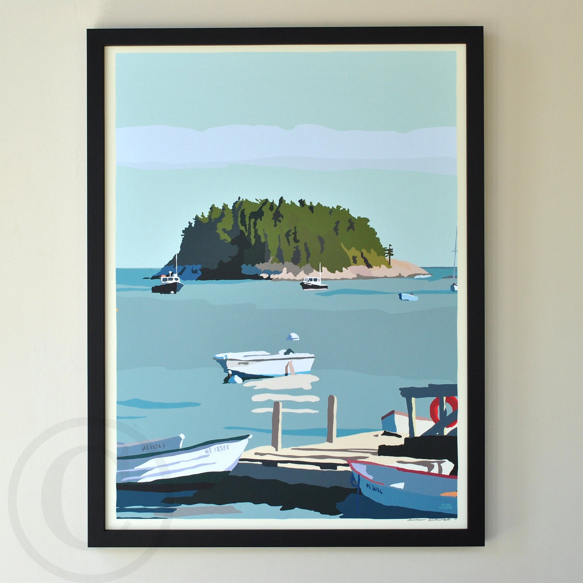 I Am An Island  Art Print 18" x 24" Vertical Framed Wall Poster By Alan Claude - Maine