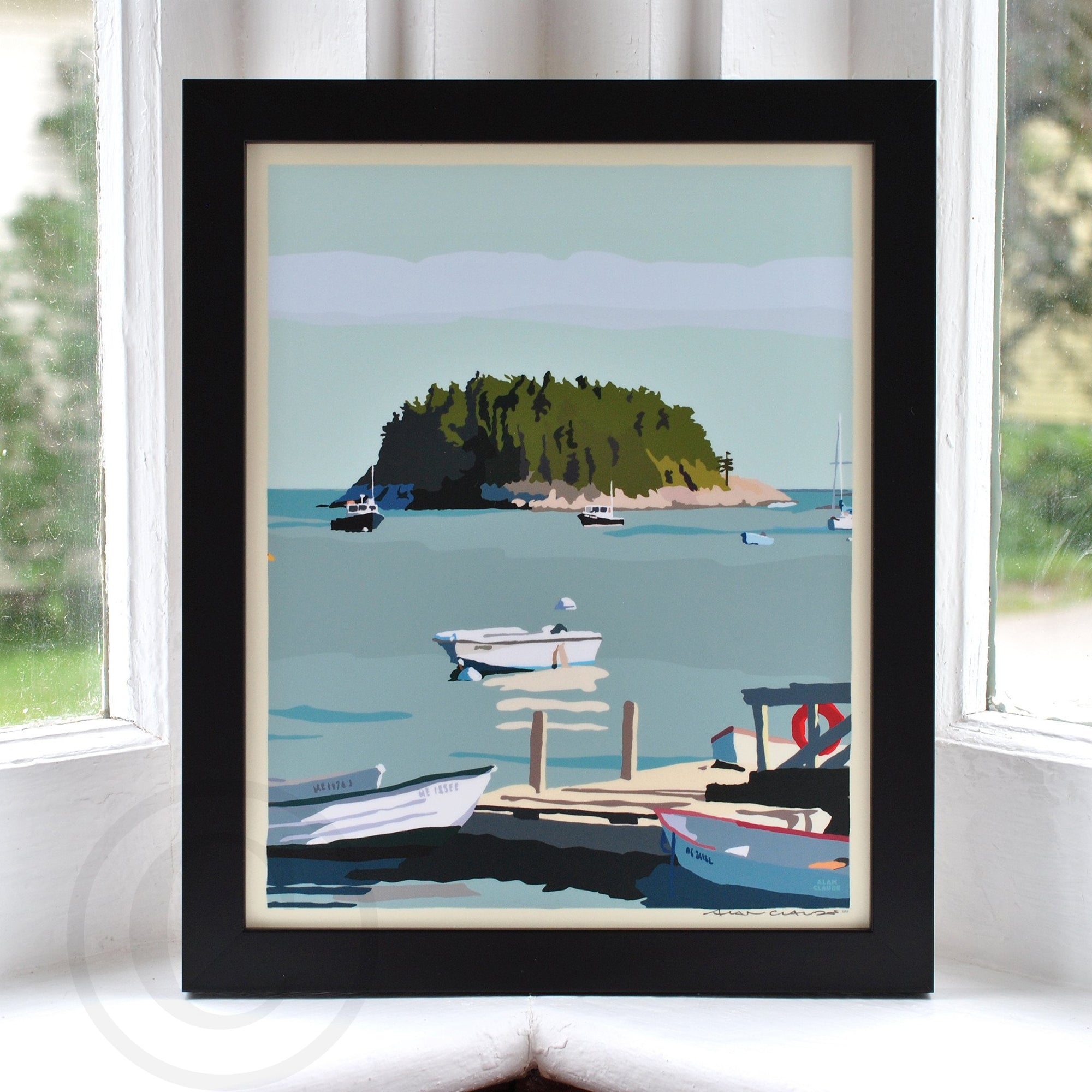 I Am An Island Art Print 8" x 10" Vertical Framed Wall Poster By Alan Claude - Maine
