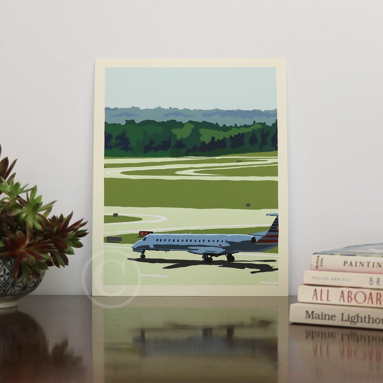 Jetport Art Print 8" x 10" Wall Poster By Alan Claude  - Maine