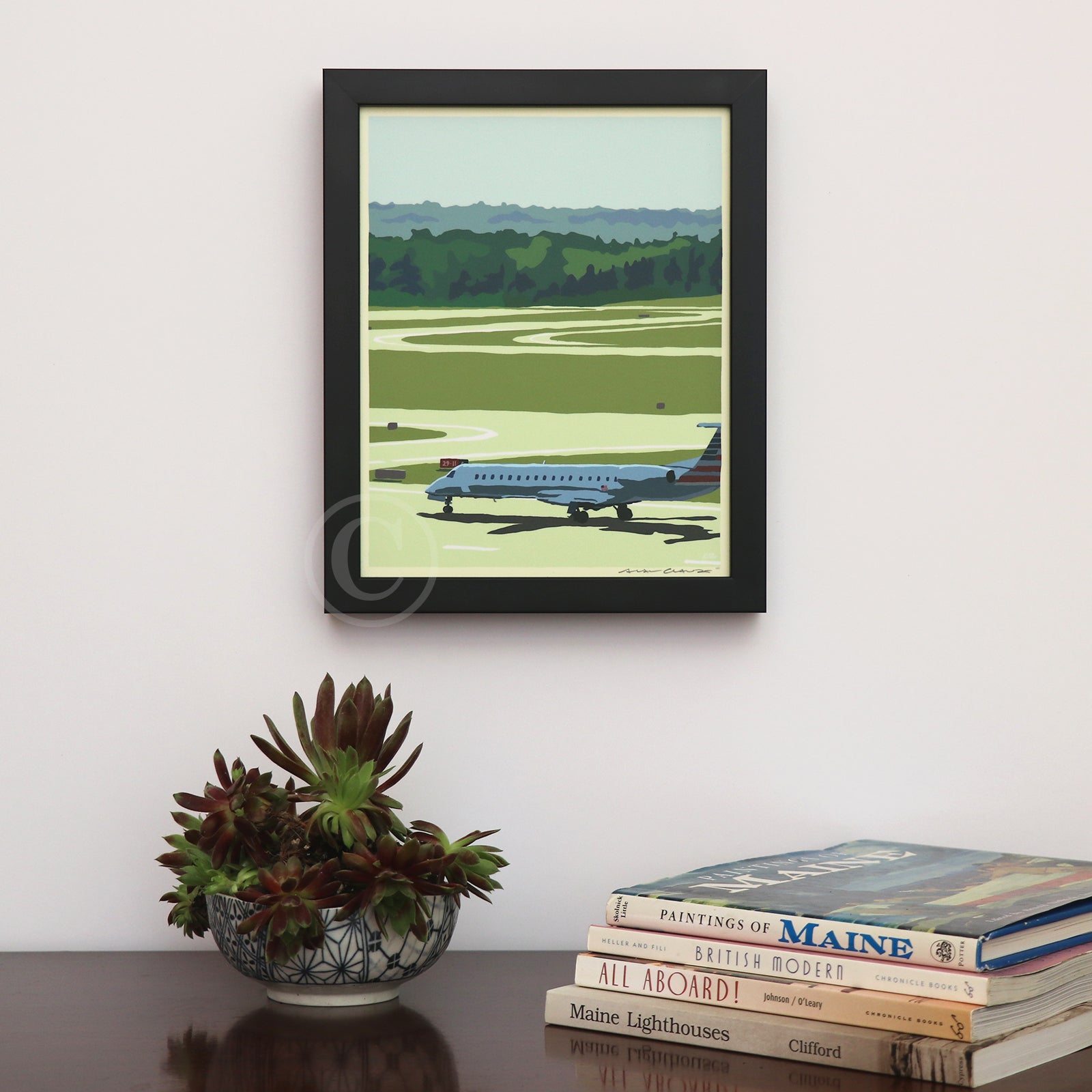 Jetport Art Print 8" x 10" Framed Wall Poster By Alan Claude - Maine