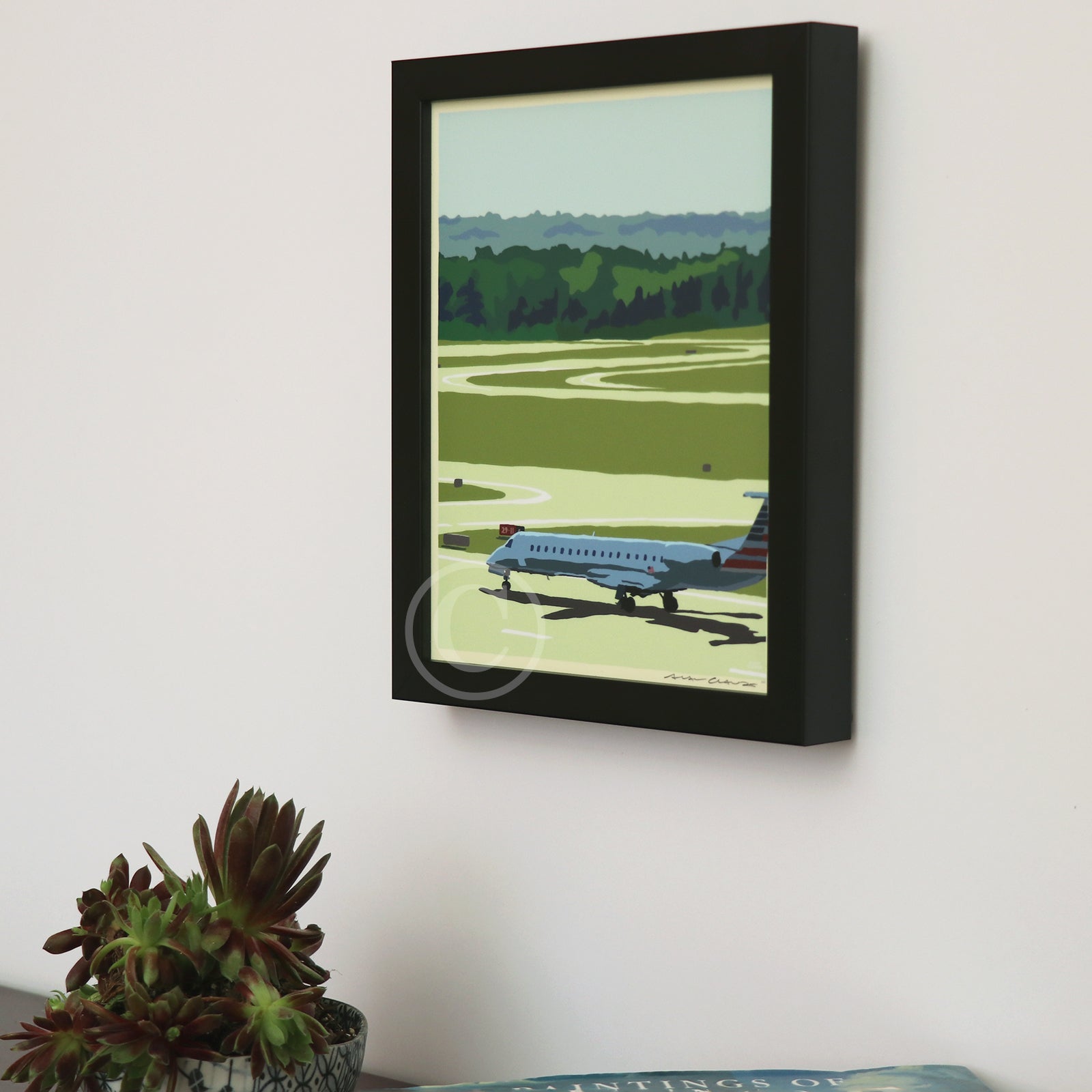 Jetport Art Print 8" x 10" Framed Wall Poster By Alan Claude - Maine