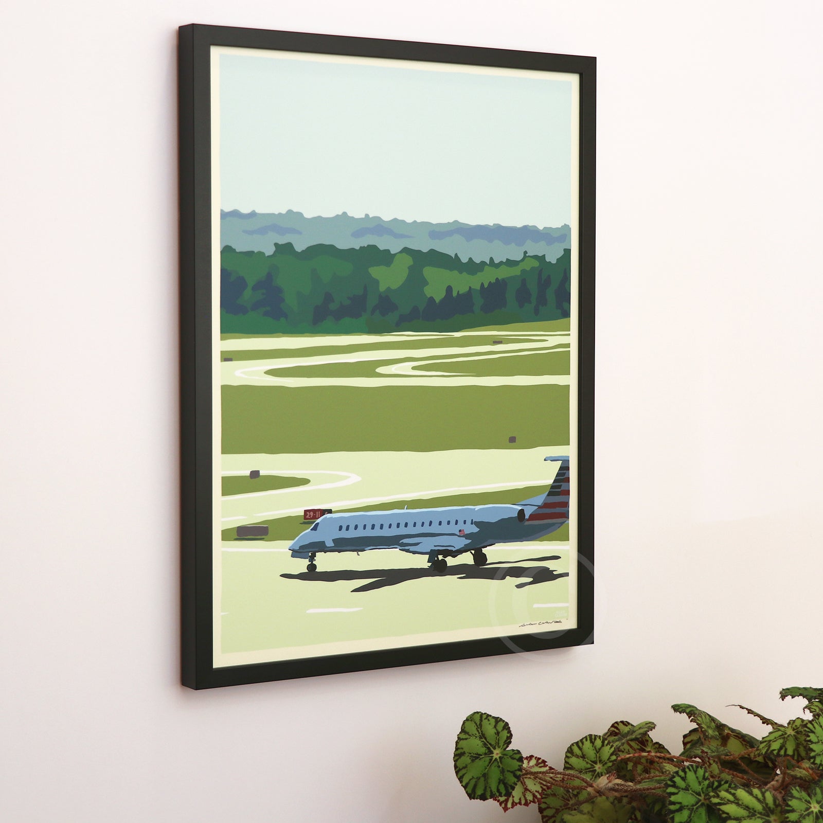 Jetport Art Print 18" x 24" Framed Wall Poster By Alan Claude By Alan Claude - Maine