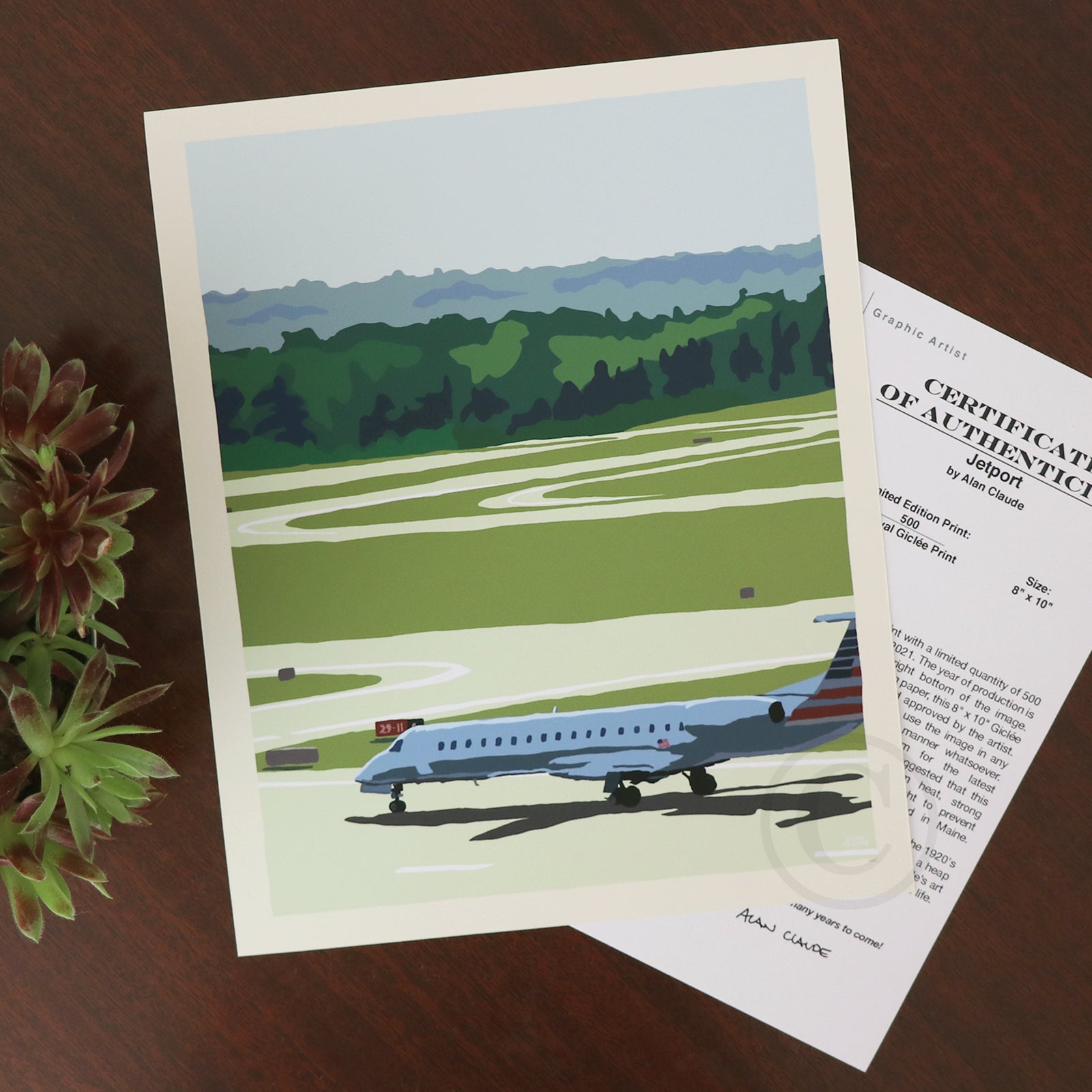 Jetport Art Print 8" x 10" Wall Poster By Alan Claude  - Maine