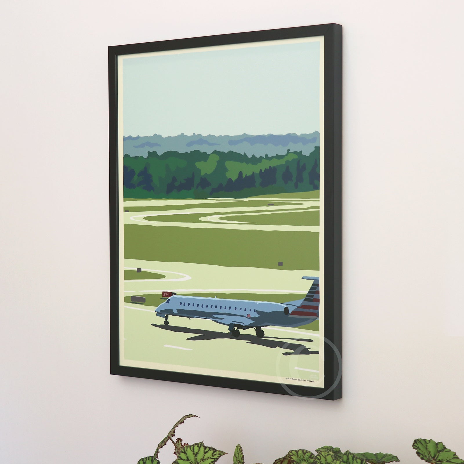 Jetport Art Print 18" x 24" Framed Wall Poster By Alan Claude By Alan Claude - Maine