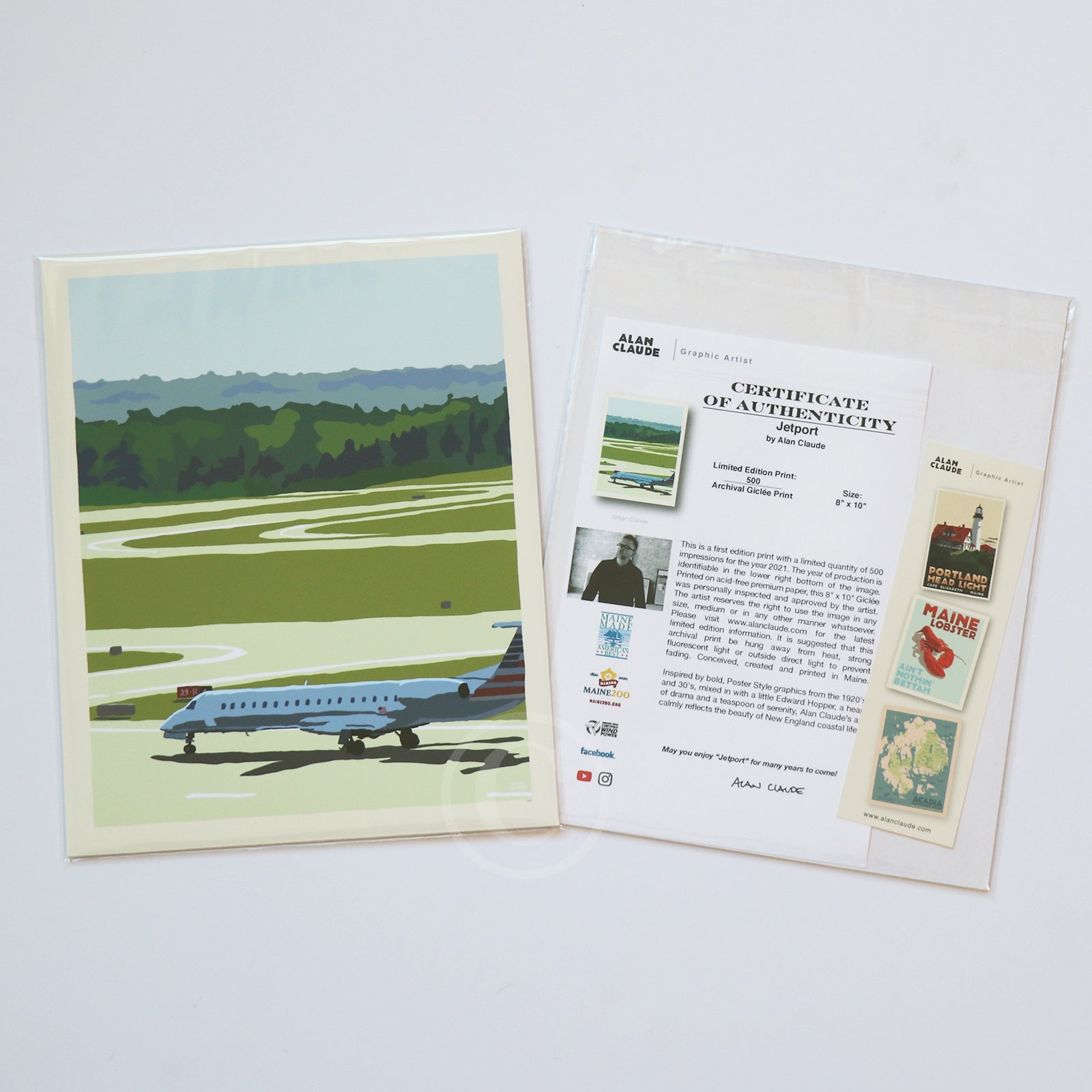 Jetport Art Print 8" x 10" Wall Poster By Alan Claude  - Maine