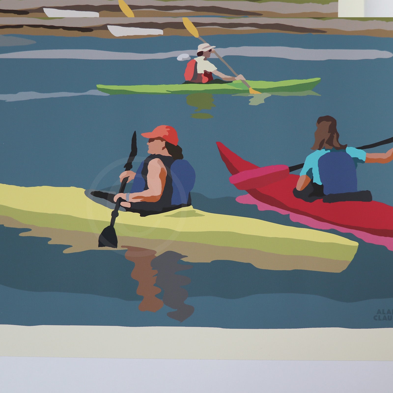 Kayaking in Port Clyde Art Print 18" x 24" Wall Poster By Alan Claude - Maine