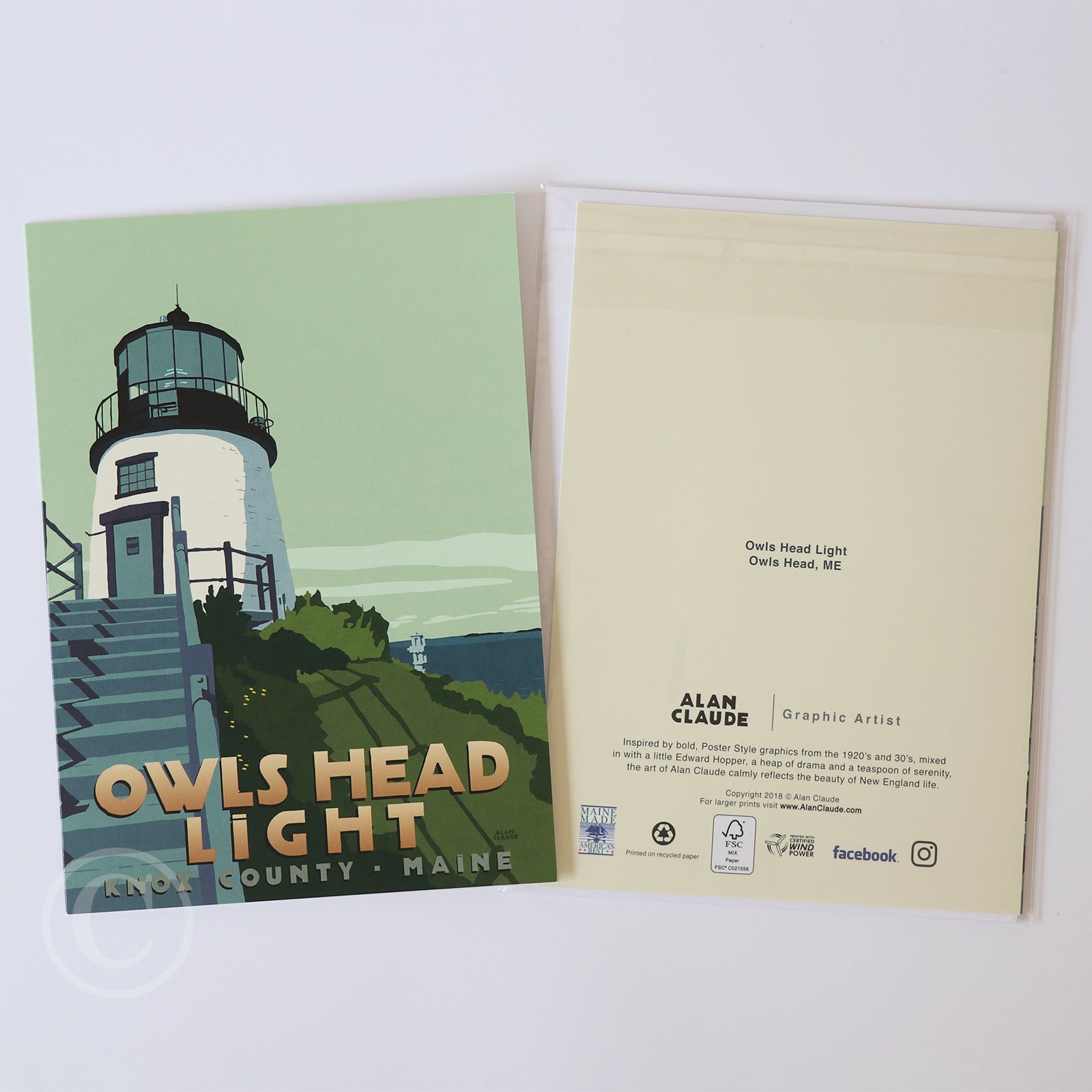 Owls Head Light Notecard 5" x 7"  - Maine