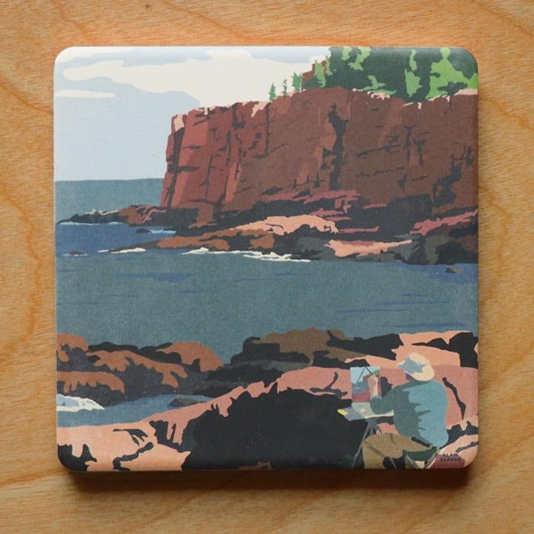 Painting In Acadia National Park Art Drink Coaster - Maine