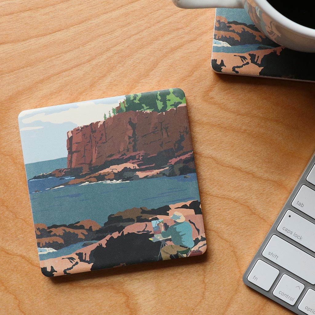 Painting In Acadia National Park Art Drink Coaster - Maine