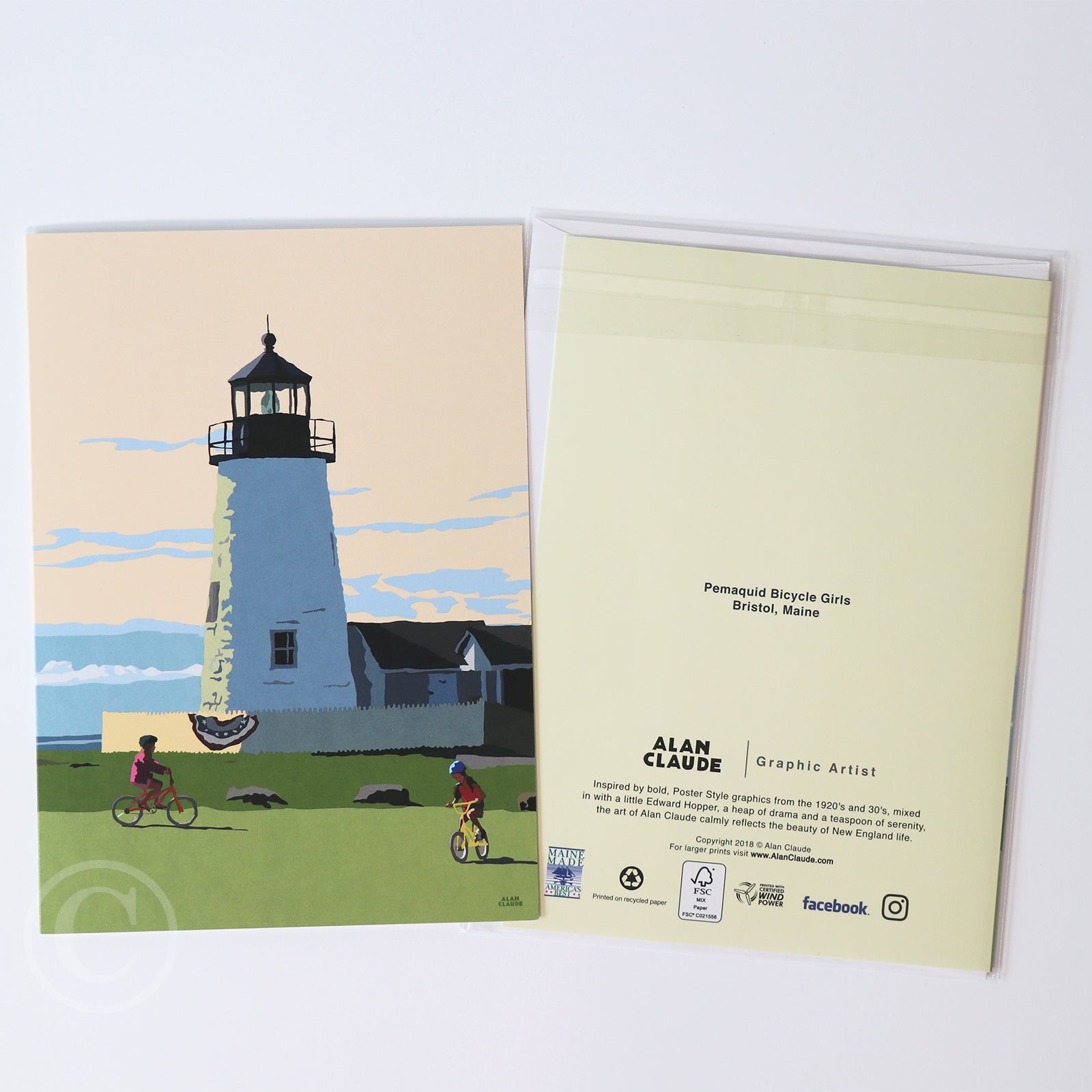 Pemaquid Bicycle Girls Notecard 5" x 7"  - Maine