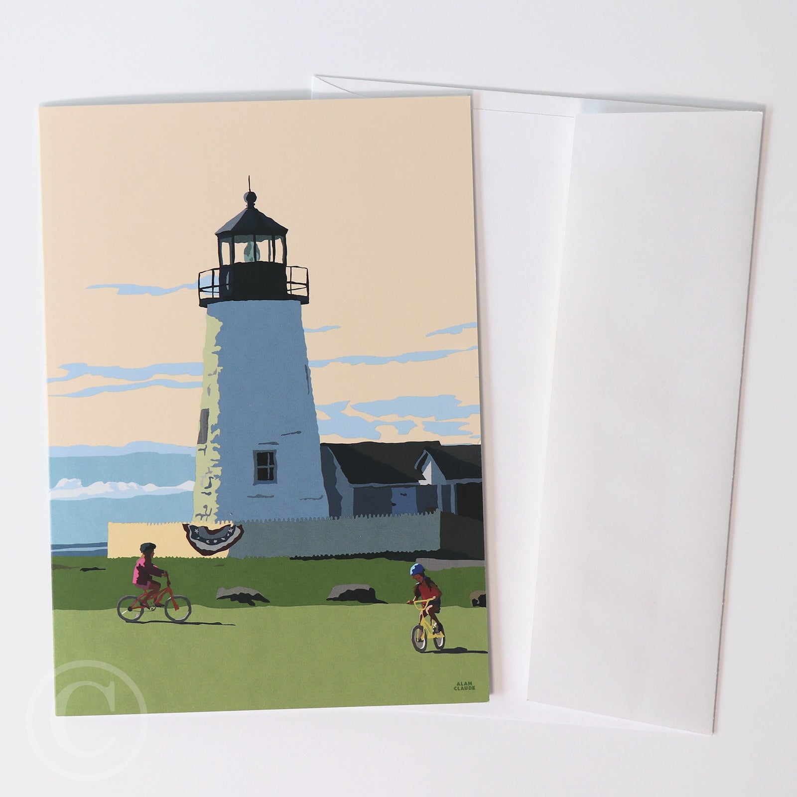 Pemaquid Bicycle Girls Notecard 5" x 7"  - Maine