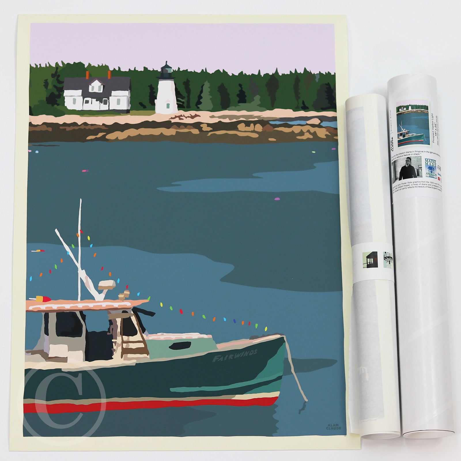 Silent Night in Prospect Harbor Art Print 18" x 24" Wall Poster By Alan Claude - Maine