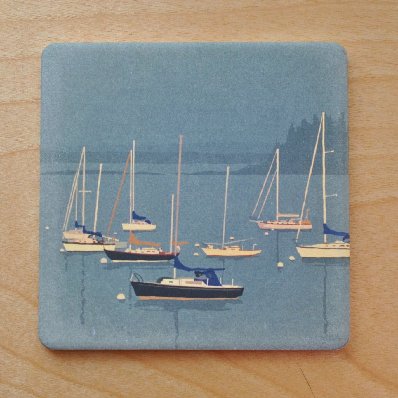 Sailboats In Rockland Harbor Black Sailboat Art Drink Coaster - Maine