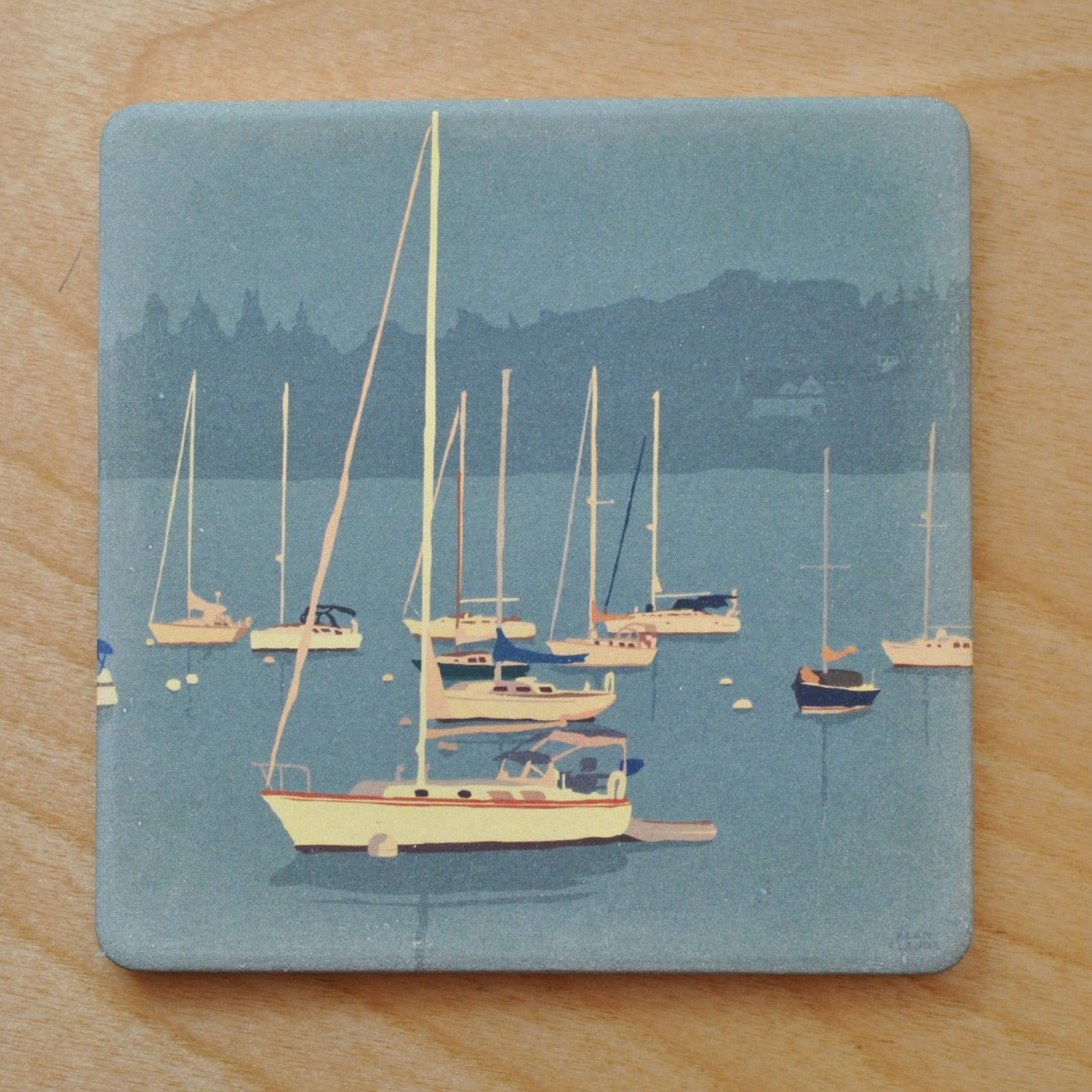 Sailboats In Rockland Harbor Golden Sailboat Art Drink Coaster - Maine