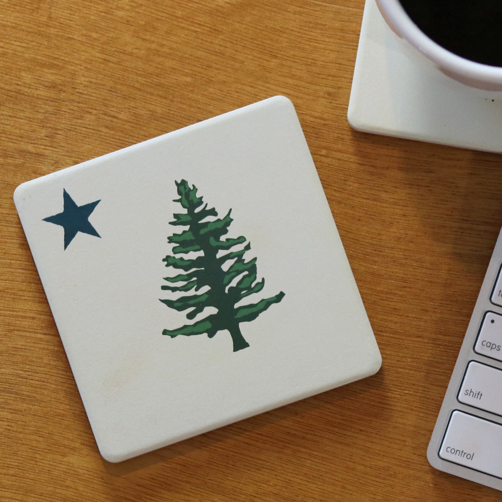 1901 Maine State Flag Art Drink Coaster - Maine