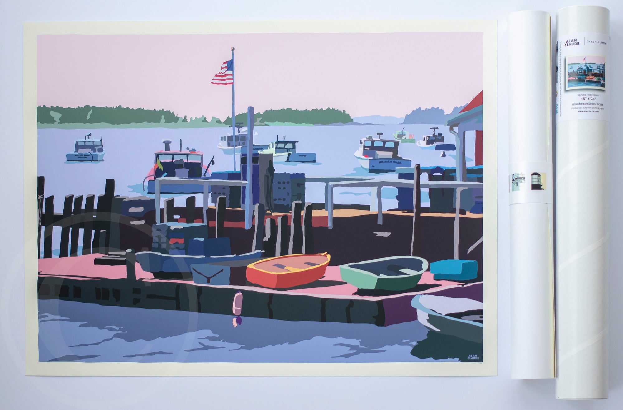 Spruce Head Island Art Print 18" x 24" Wall Poster By Alan Claude - Maine