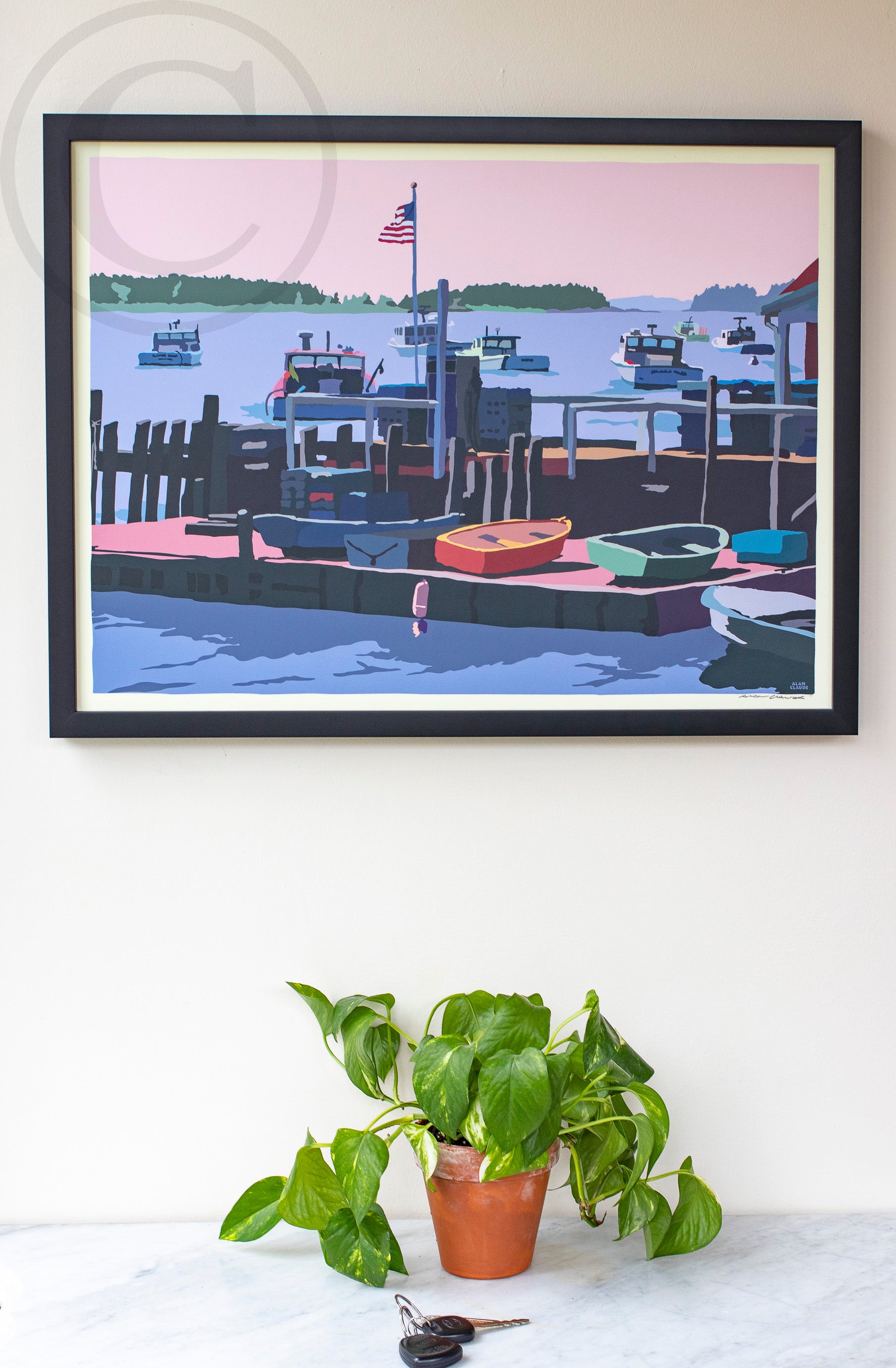 Spruce Head Island Art Print 18" x 24" Framed Wall Poster By Alan Claude - Maine