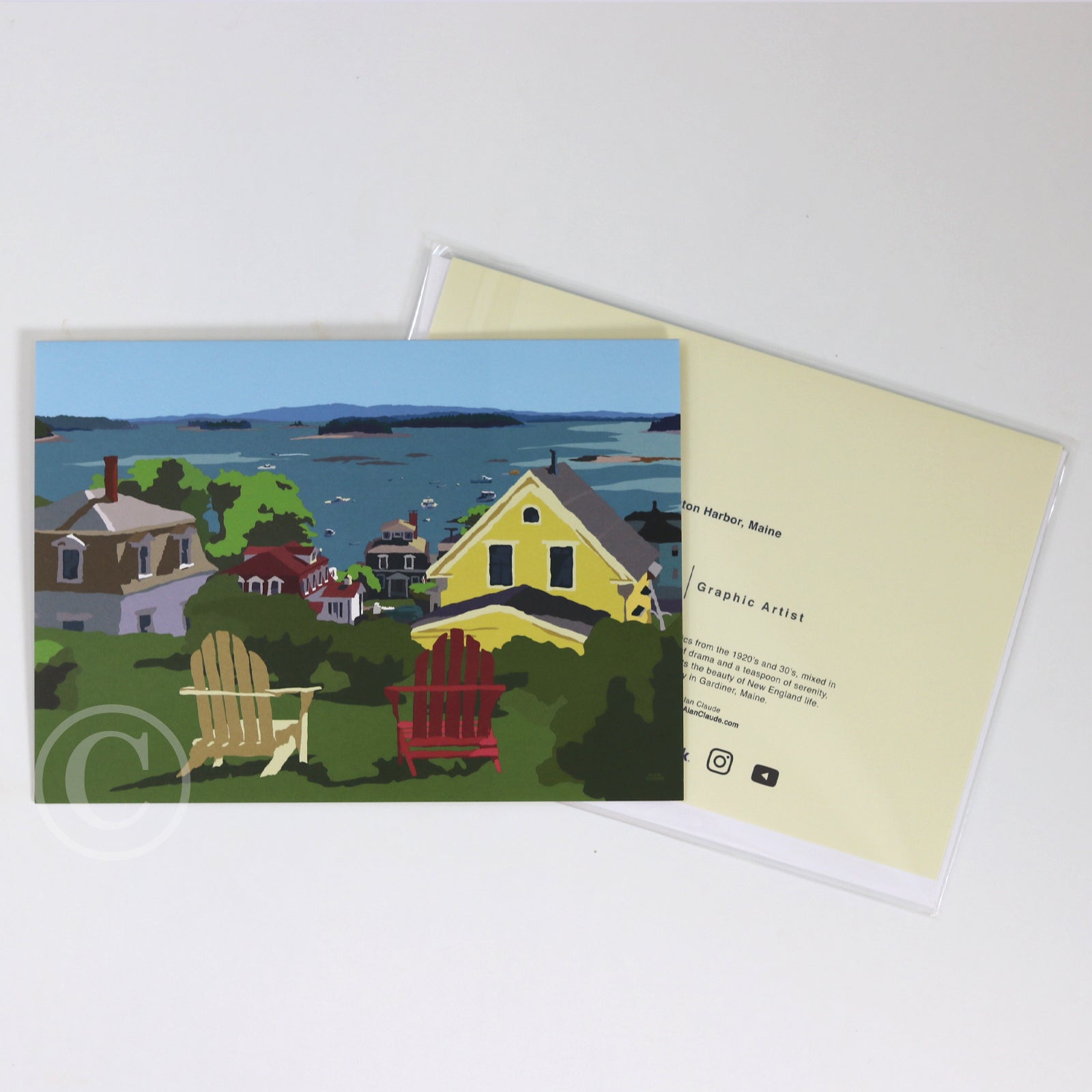 Stonington Harbor ME Horizontal Notecard 5" x 7"  - Maine