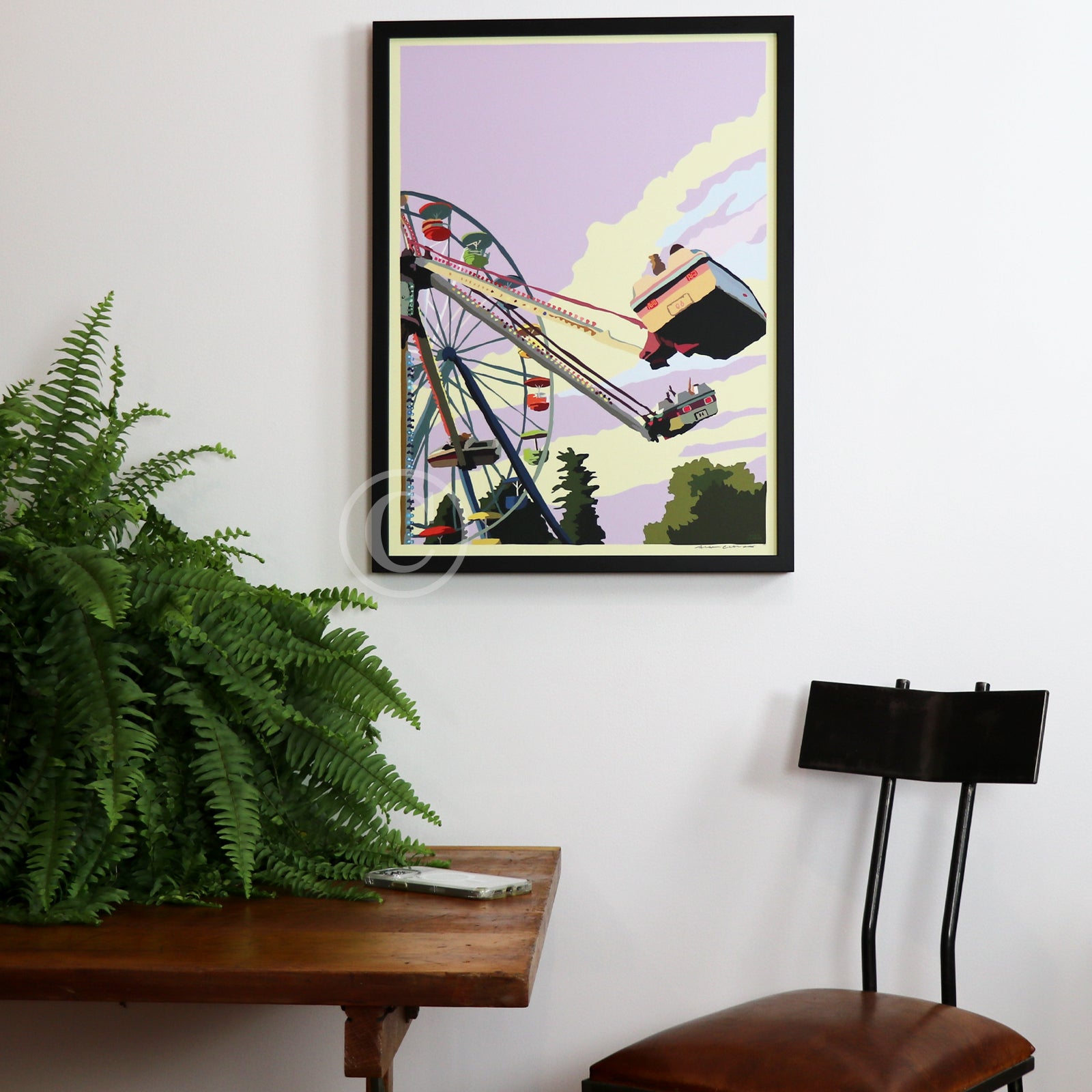 Summer Fair Art Print 18" x 24" Framed Wall Poster - Maine