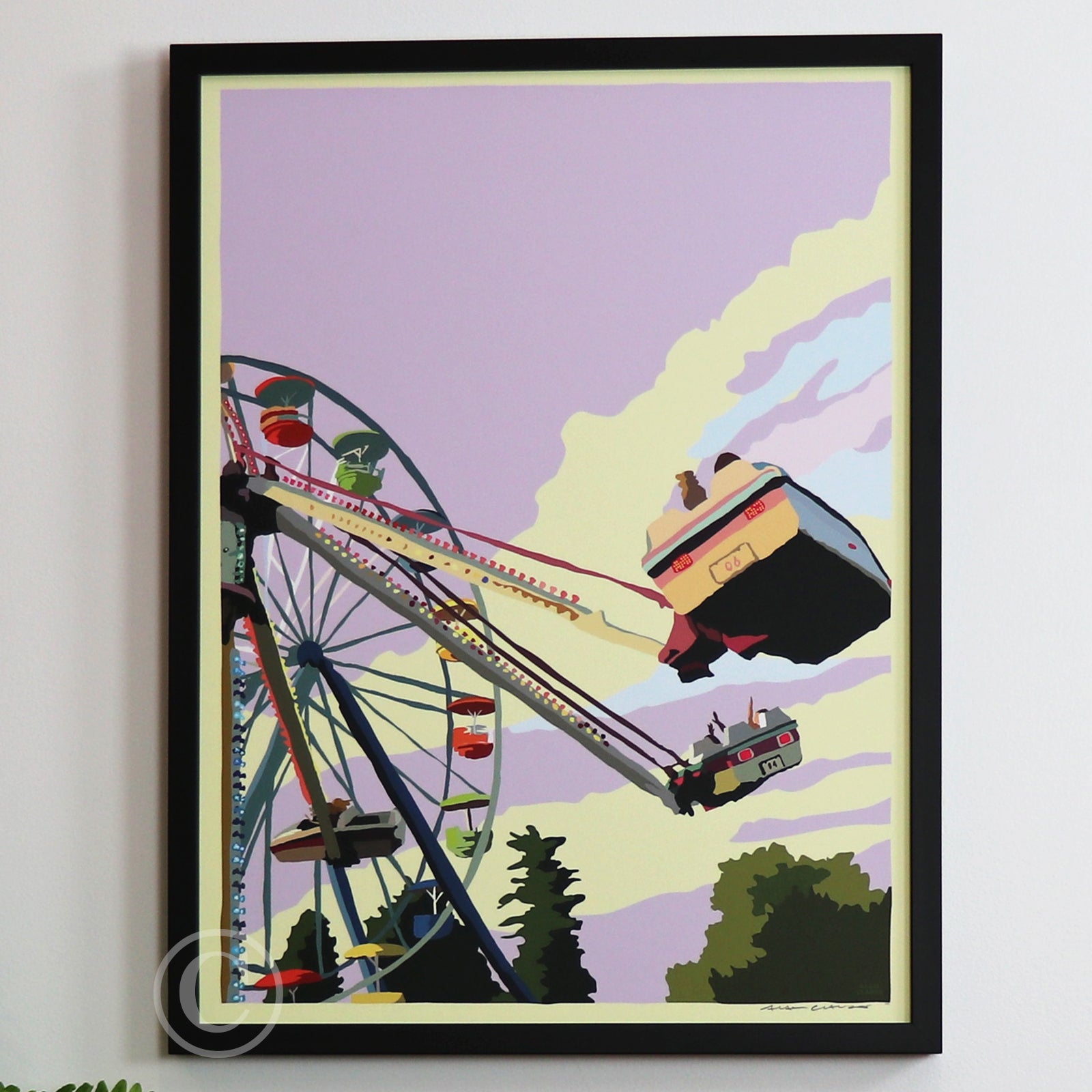 Summer Fair Art Print 18" x 24" Framed Wall Poster - Maine