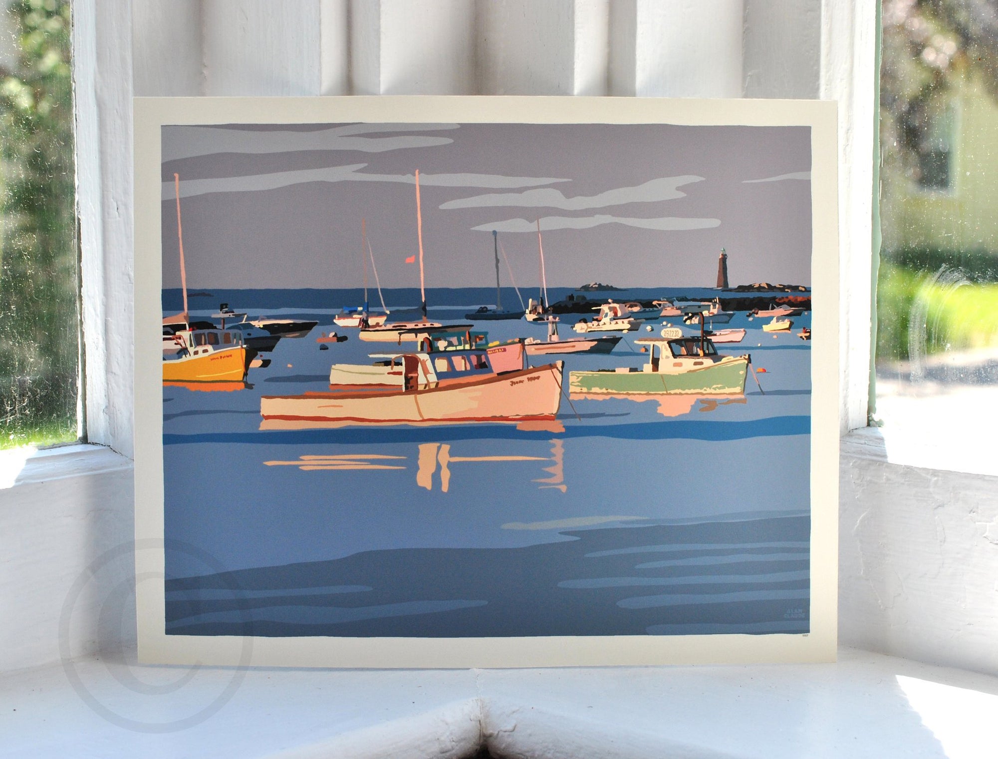 Sunset at Minot's Ledge Light Art Print 8" x 10" Wall Poster By Alan Claude - Massachusetts