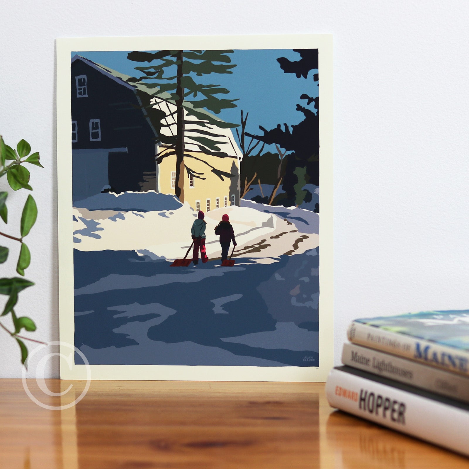 Winter Chores Art Print 8" x 10" Wall Poster By Alan Claude - Maine