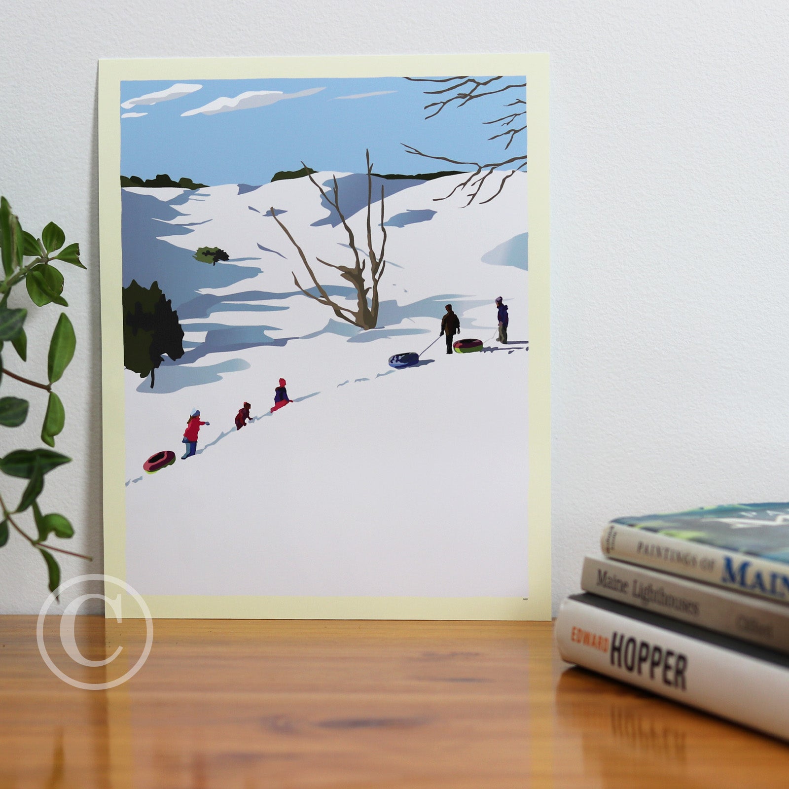 Snow Kids Art Print 8" x 10" Wall Poster By Alan Claude - Maine
