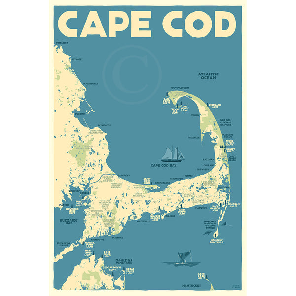 Cape Cod Map - Alan Claude Gallery