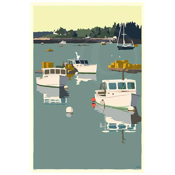 Lobster Boats on A Sunday Morning By Alan Claude
