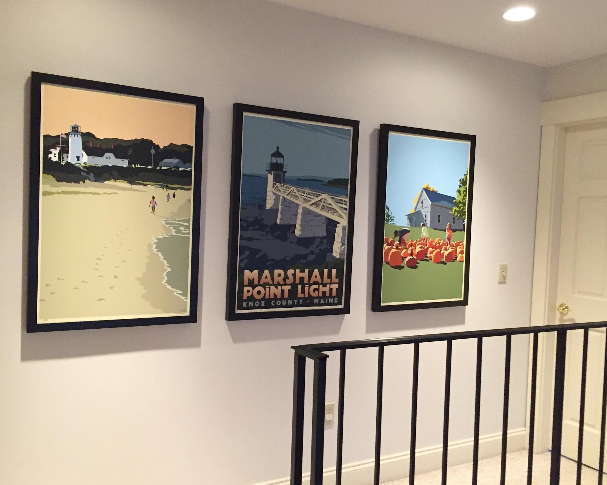 Marshall Point Light Art Print 24" x 36" Framed Travel Poster By Alan Claude  - Maine